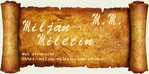 Miljan Miletin vizit kartica